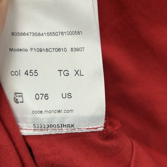 Moncler Maglia T-Shirt Big Diagonal Logo Red White Mens Size XL - Picture 3 of 15